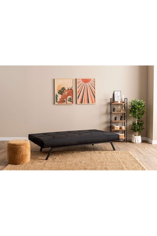 Canapé convertible - Noir - 2 places - Tissu structuré