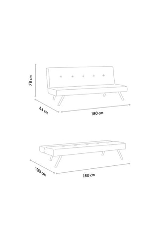Canapé convertible - Noir - 2 places - Tissu structuré