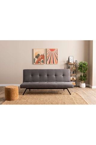 Canapé convertible - Gris - 2 places - Tissu structuré