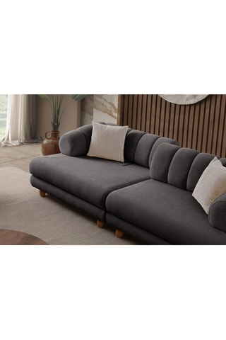 Canapé convertible - Gris foncé - 3 places - En tissu structuré