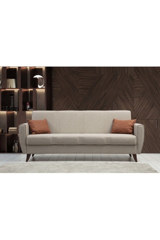 Canapé convertible - Beige - 3 places - Tissu structuré