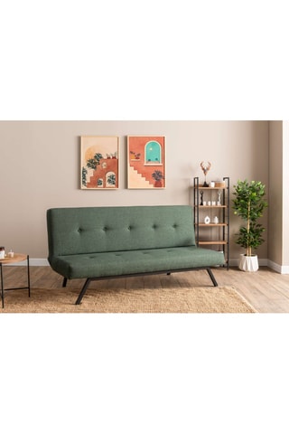 Canapé convertible - Vert - 2 places - Tissu structuré