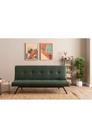 Canapé convertible - Vert - 2 places - Tissu structuré