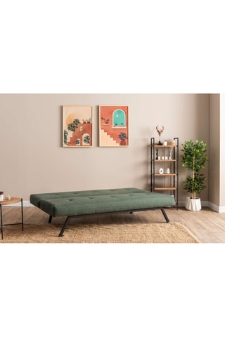 Canapé convertible - Vert - 2 places - Tissu structuré