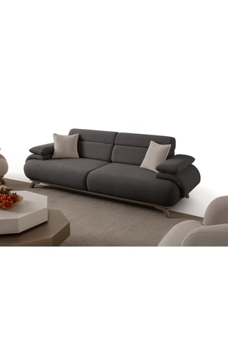 Canapé convertible - Anthracite - 3 places - En tissu structuré