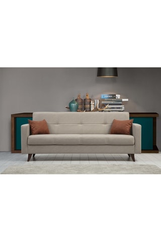 Canapé convertible - Beige - 3 places - Tissu structuré