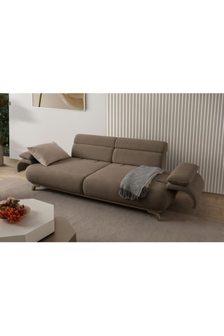 Canapé convertible - Marron - 3 places - En tissu structuré
