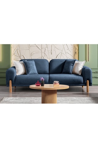 Canapé convertible - Bleu foncé - 3 places - Toucher velours