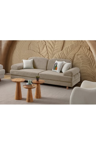Canapé convertible - Beige - 3 places - En tissu structuré