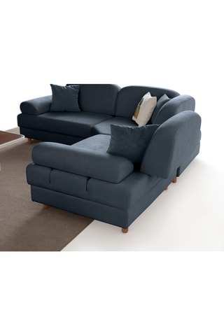 Canapé d'angle droit convertible - Bleu-gris - 3 places - En tissu structuré