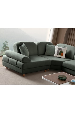 Canapé d'angle droit convertible - Vert - 3 places - En tissu structuré