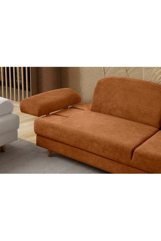 Canapé droit convertible - Orange - 3 places - En tissu structuré