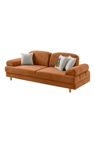 Canapé droit convertible - Orange - 3 places - En tissu structuré