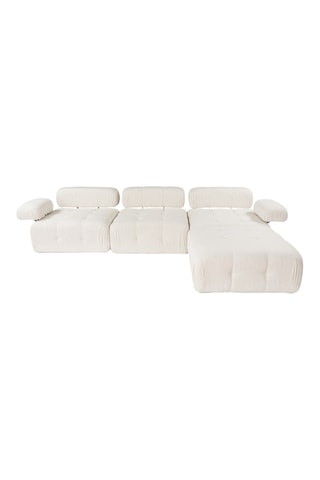 Canapé d'angle droit - Beige - 4 places - Tissu bouclette