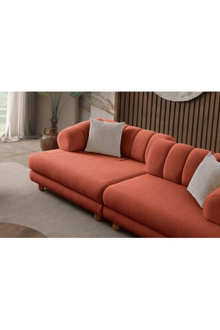 Canapé convertible - Orange - 3 places - En tissu structuré
