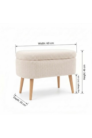 Banc-coffre - Beige - Toucher velours côtelé