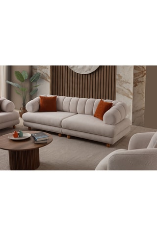 Canapé convertible - Beige - 3 places - En tissu structuré