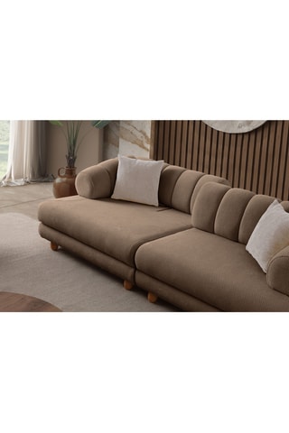 Canapé convertible - Marron - 3 places - En tissu structuré