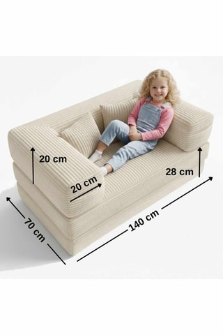 Canapé convertible - Beige - 2 places - Tissu toucher velours côtelé