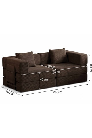 Canapé convertible - Marron - 2 places - Tissu toucher velours côtelé