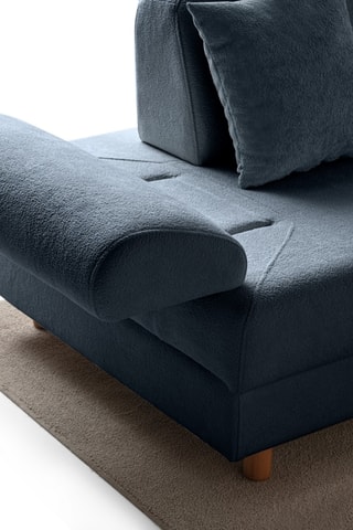 Canapé d'angle droit convertible - Bleu-gris - 5 places - En tissu structuré
