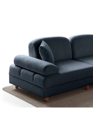 Canapé d'angle droit convertible - Bleu-gris - 5 places - En tissu structuré