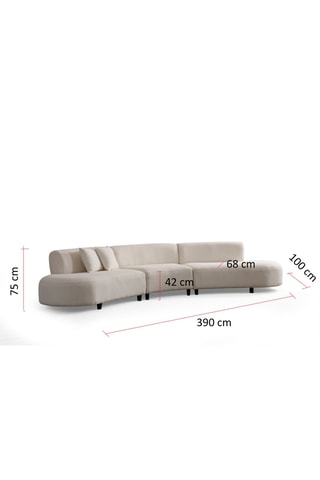 Canapé d'angle panoramique - Beige - 4 places - En tissu toucher velours