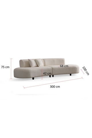 Canapé d'angle panoramique - Beige - 3 places - En tissu toucher velours
