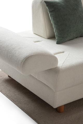 Canapé d'angle convertible - Beige - 5 places - En tissu structuré