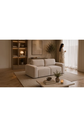 Canapé - Beige - 2 places - En polyester