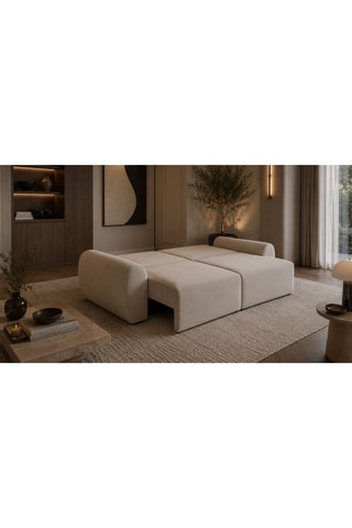 Canapé convertible - Beige - 2 places - Tissu structuré