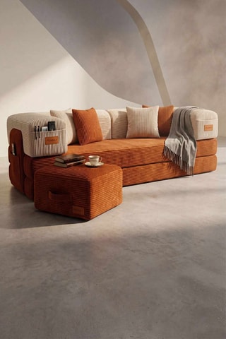 Canapé convertible - Orange - 2 places - En polyester et lin