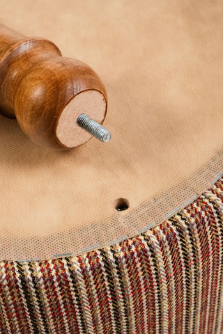 Pouf en hêtre - Rouge - Tissu structuré
