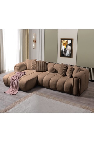 Canapé d'angle gauche - Marron - 3 places - En polyester