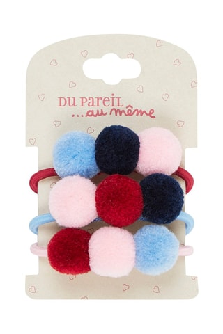 3 élastiques à pompons fille - Bleu - Du Pareil Au Même