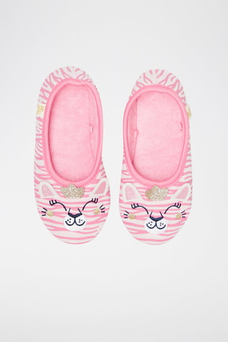Chaussons motifs souris Rose et blanc