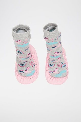 Chaussons-chaussettes - Gris chiné