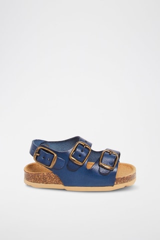 Sandales en cuir végétal Bleu marine
