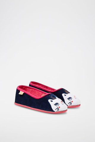 Pantoufles motif chat licorne Bleu marine
