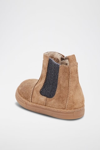 Chelsea boots en croûte de cuir Taupe