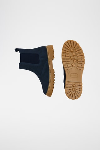 Bottines Chelsea en croûte de cuir nubuck - Bleu marine