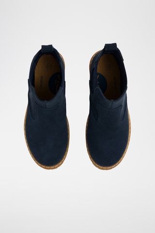 Bottines Chelsea en croûte de cuir nubuck - Bleu marine