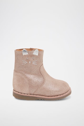 Bottines en croûte de cuir - Rose clair - Du Pareil Au Même