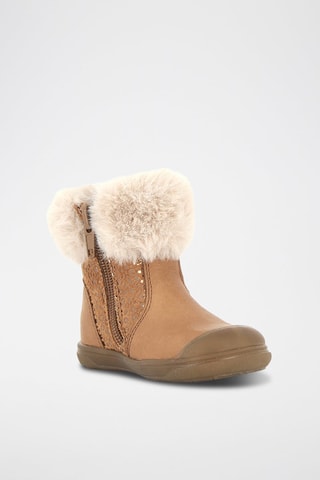 Bottines fourrées en cuir - Camel - Du Pareil Au Même