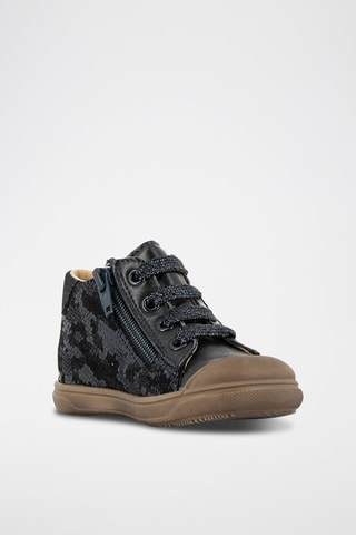 Baskets montantes en cuir - Bleu marine - Du Pareil Au Même