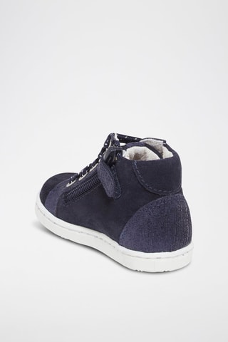 Baskets montantes en croûte de cuir nubuck - Bleu marine - Du Pareil Au Même