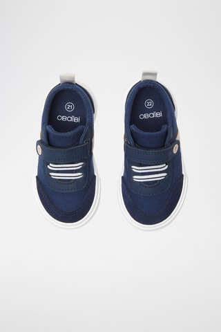 Baskets en croûte de cuir - Bleu marine