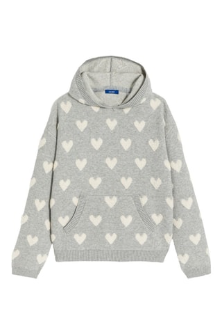 Pull à capuche - Gris chiné et blanc - Okaïdi