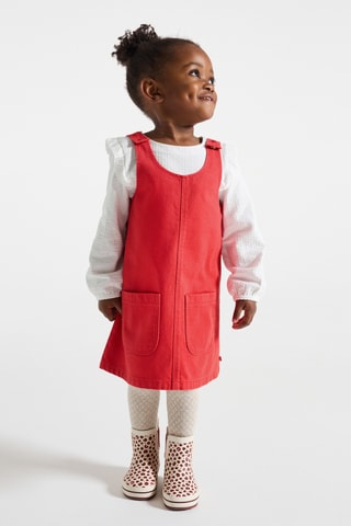 Robe-salopette en jean - Rouge