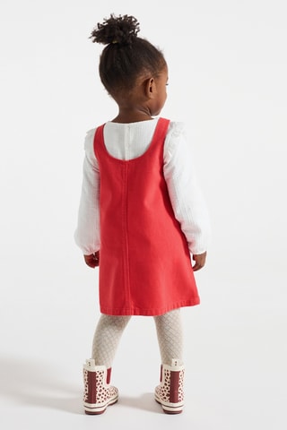 Robe-salopette en jean - Rouge